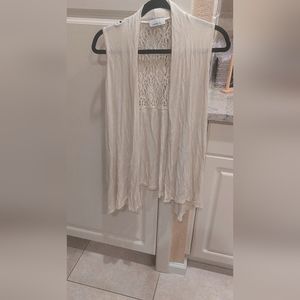 June K Women Sleevless Lace Sweater M Beige